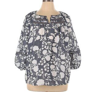 Como Blu Long Sleeve Blue Floral Blouse 1X